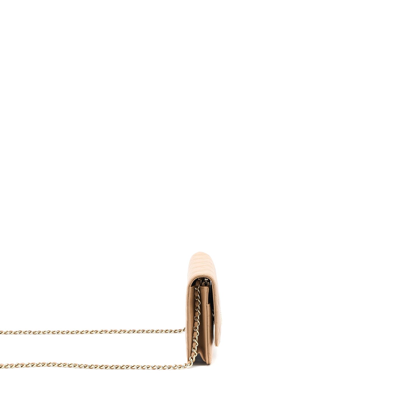 Chanel 22K Wallet On Chain Caviar Dark Beige L (Microchip)