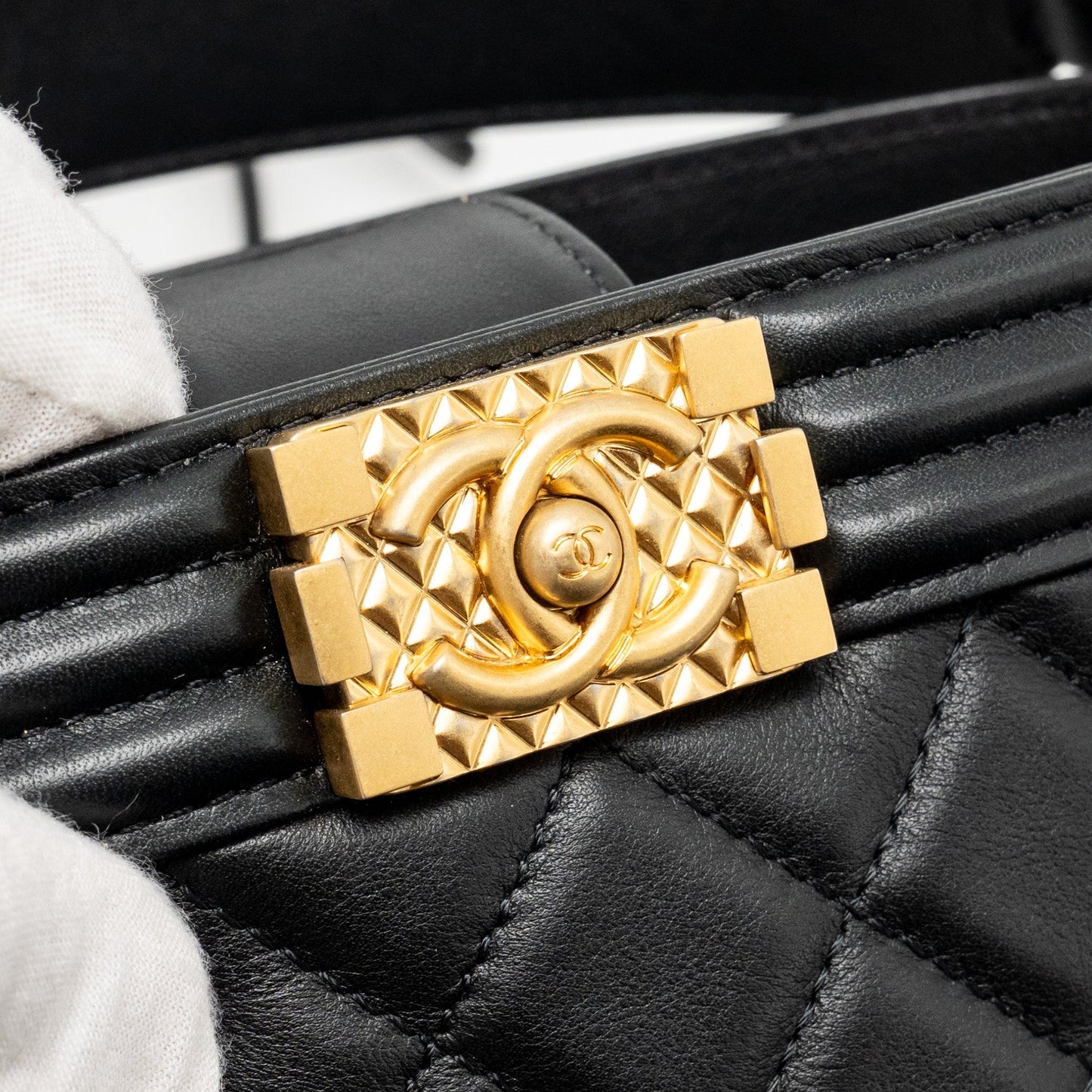 Chanel Top Handle Boy Bucket Bag Lambskin Black
