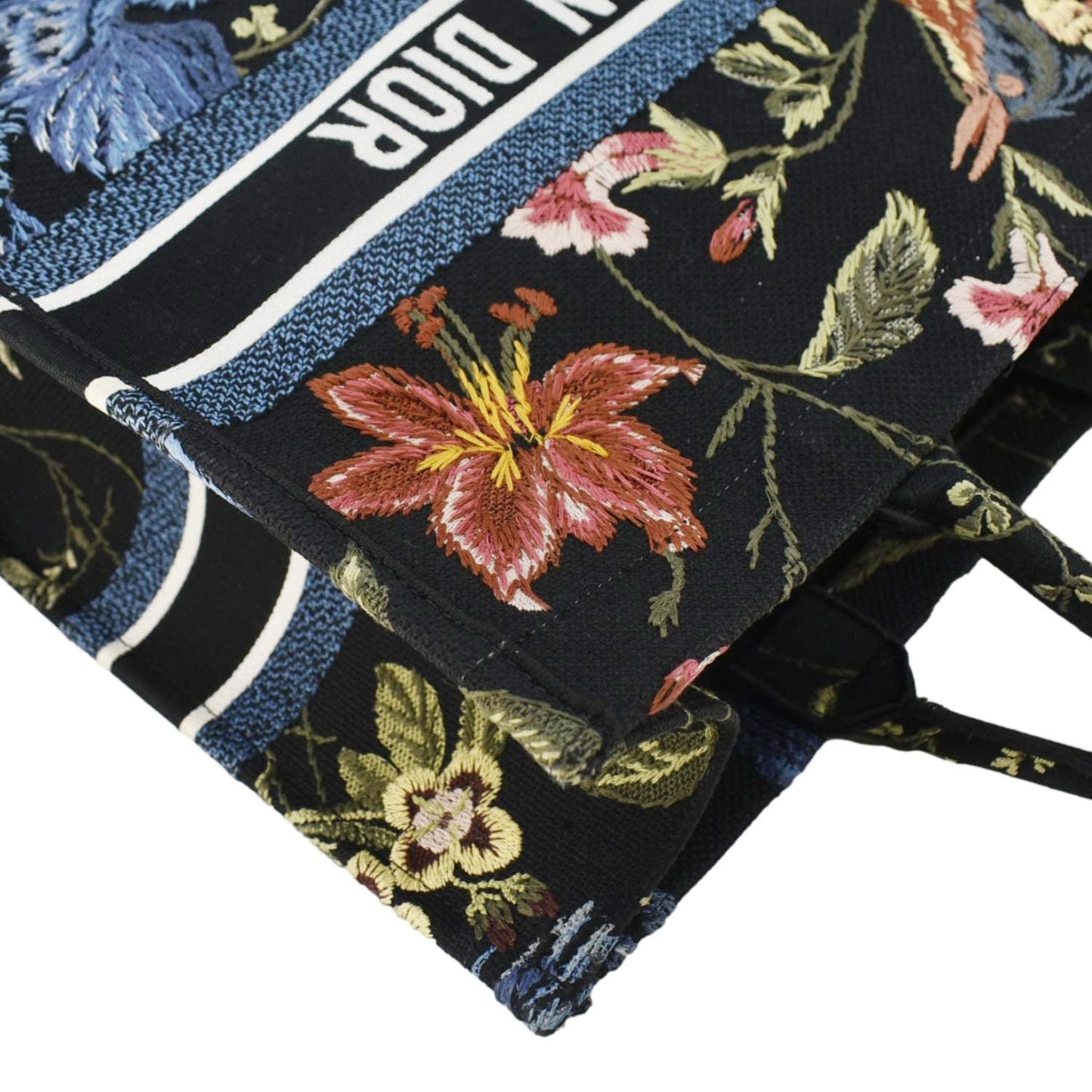 CHRISTIAN DIOR Book Embroidery Canvas Tote Bag Multicolor