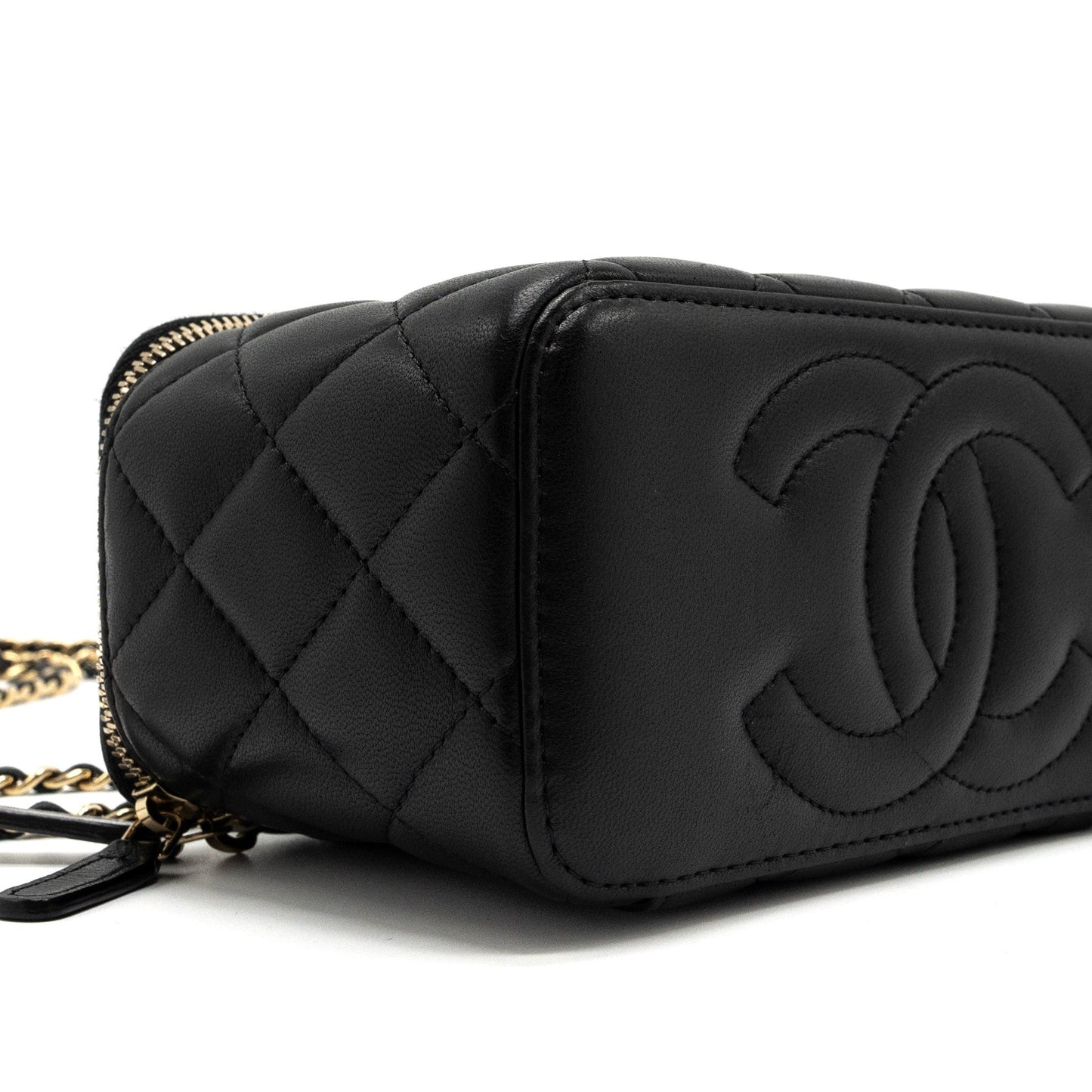 Chanel Long Vanity With Chain Lambskin Black L (Microchip)