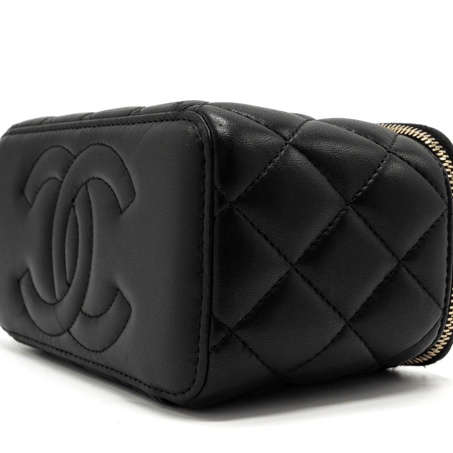 Chanel Long Vanity With Chain Lambskin Black L (Microchip)