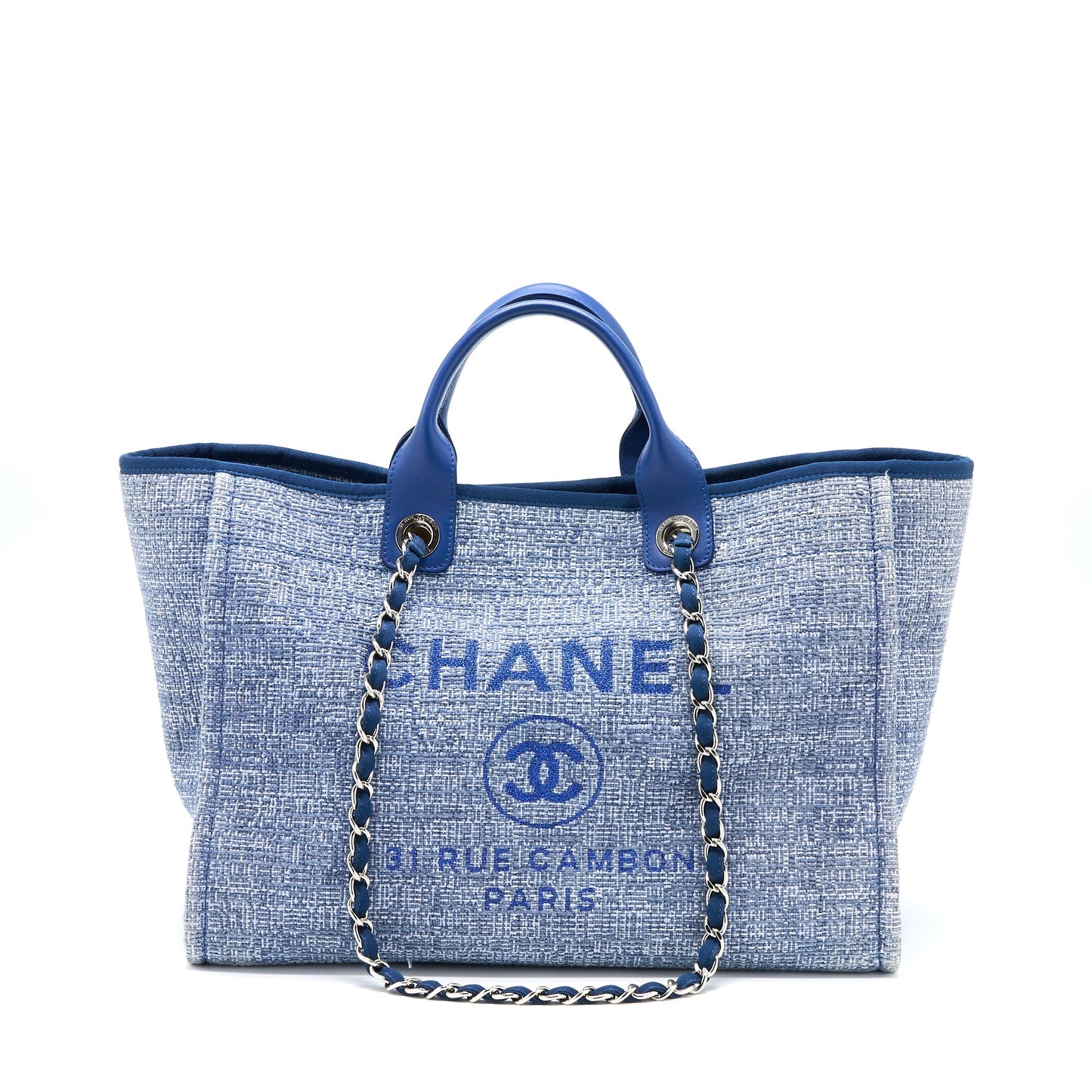 Chanel Deauville Tote Tweed Light Blue