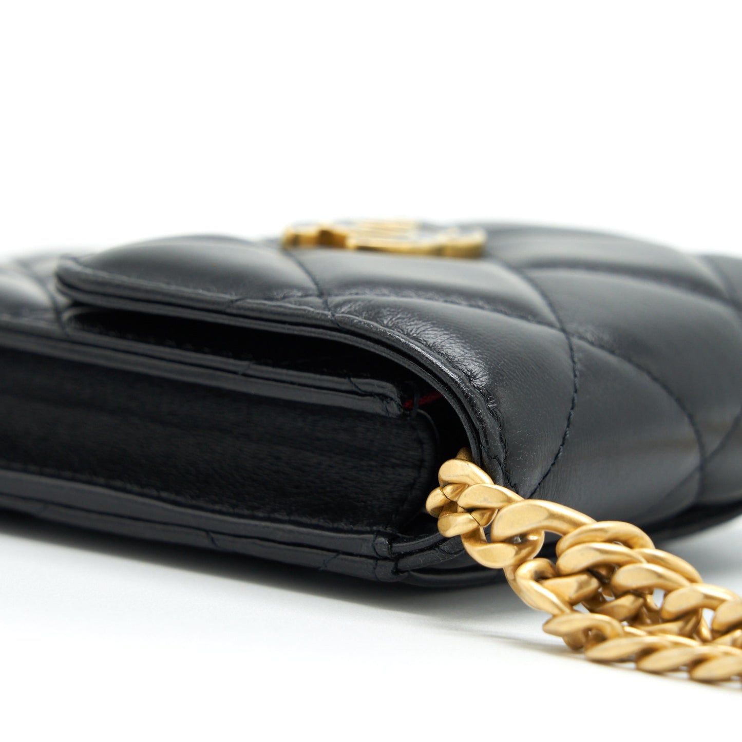 Chanel 22P Vertical Mini Flap Bag Lambskin Black With Enamel Buckle Brushed