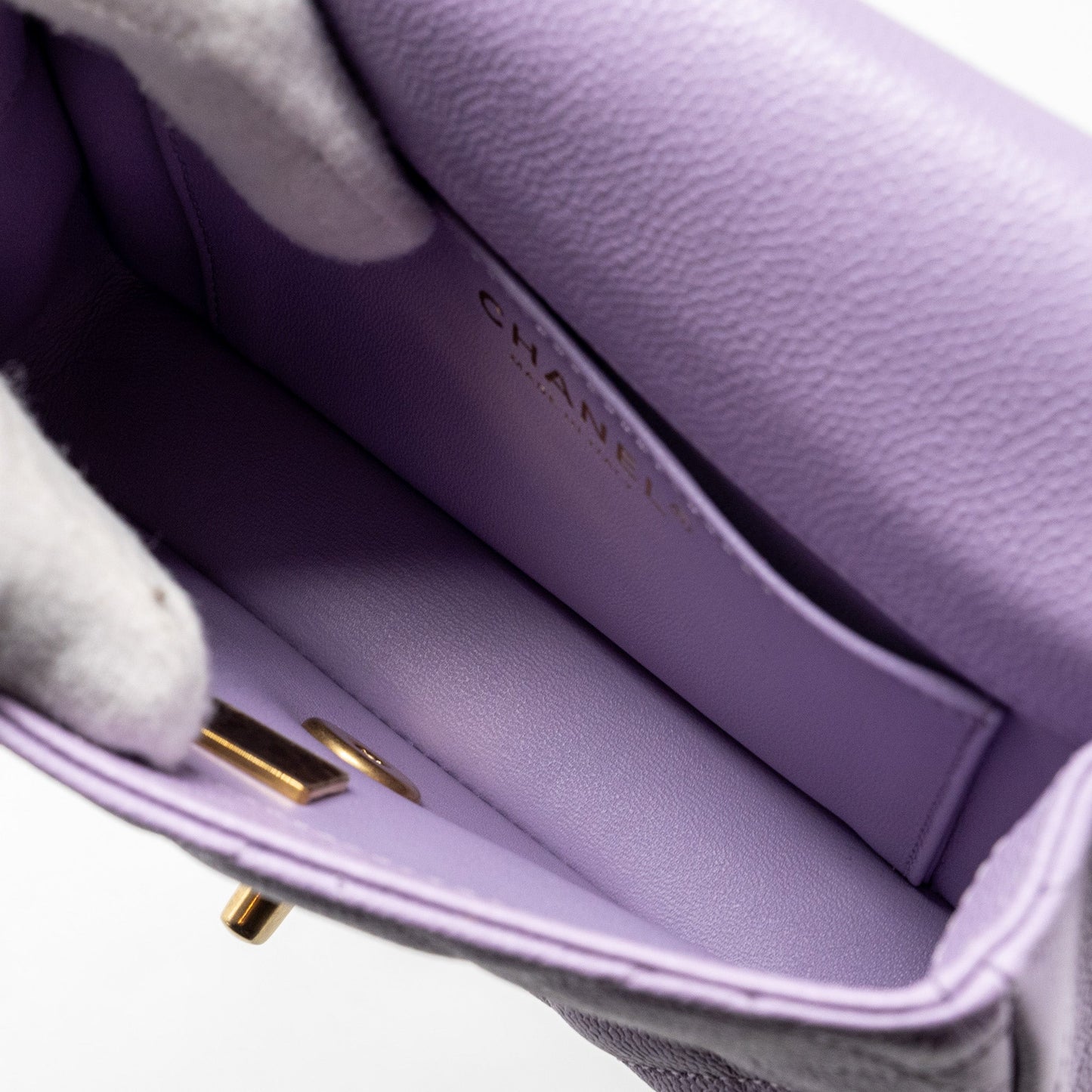 Chanel 24p Coco Love Mini Flap Bag Adjustable Chains Caviar Light Purple  (Microchip)