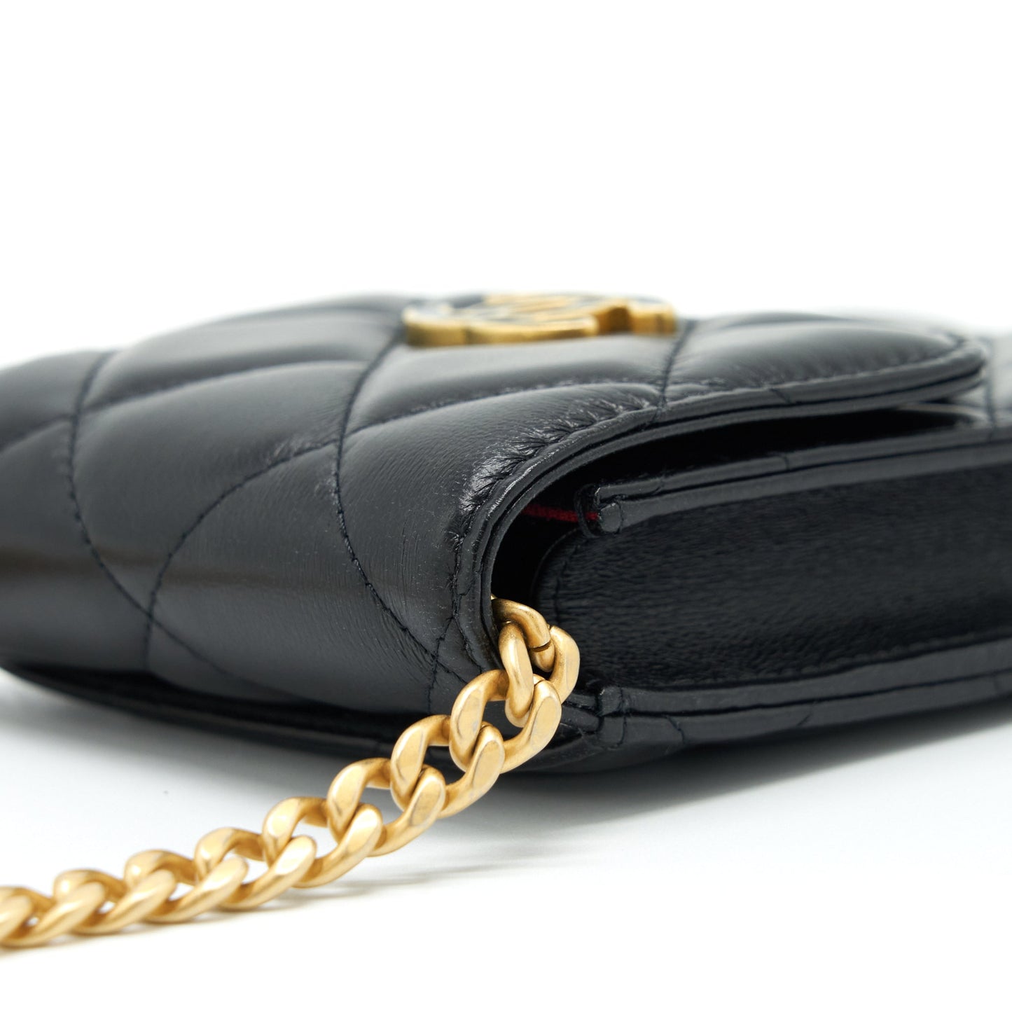 Chanel 22P Vertical Mini Flap Bag Lambskin Black With Enamel Buckle Brushed
