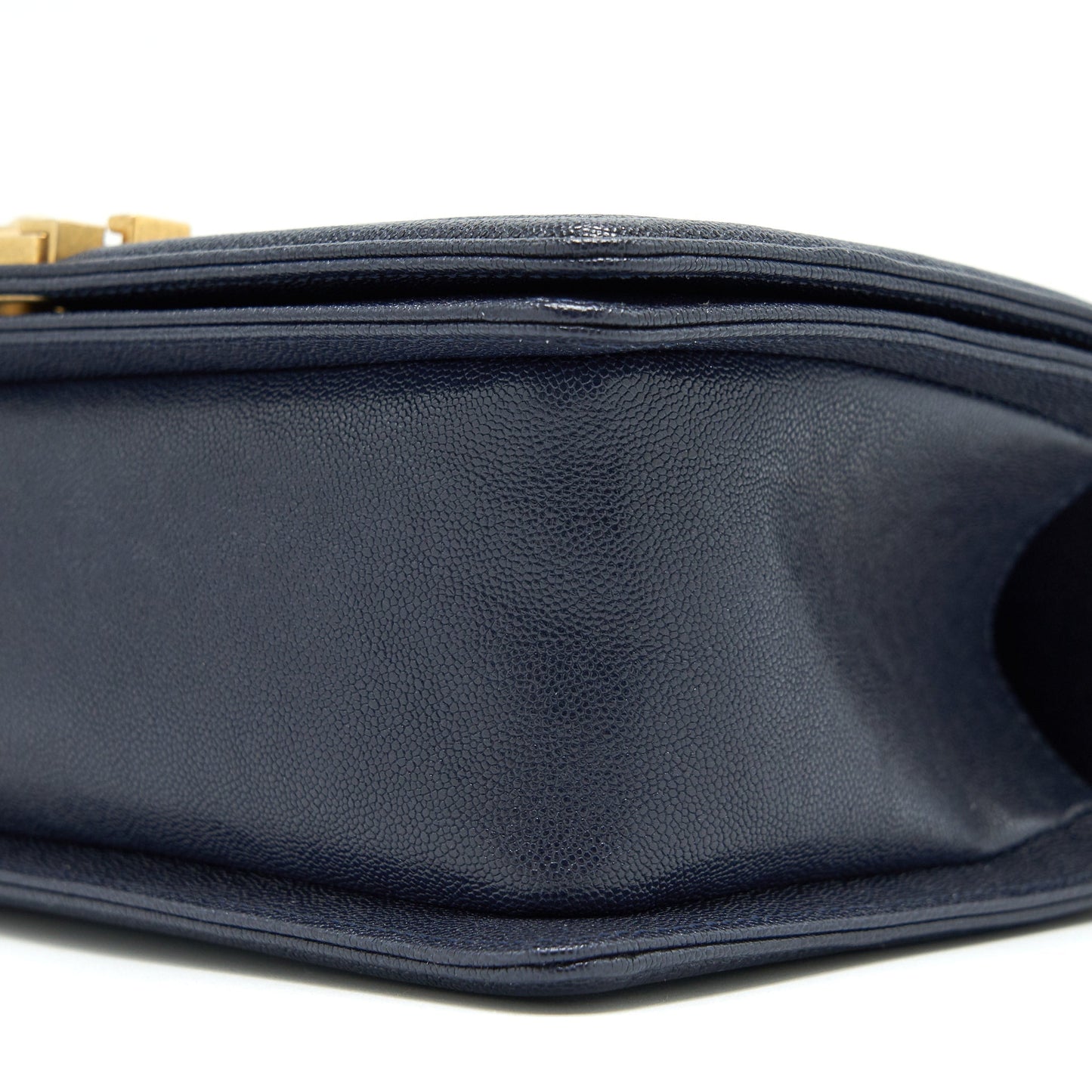 Chanel Medium Boy Grained Navy Calfskin Brushed