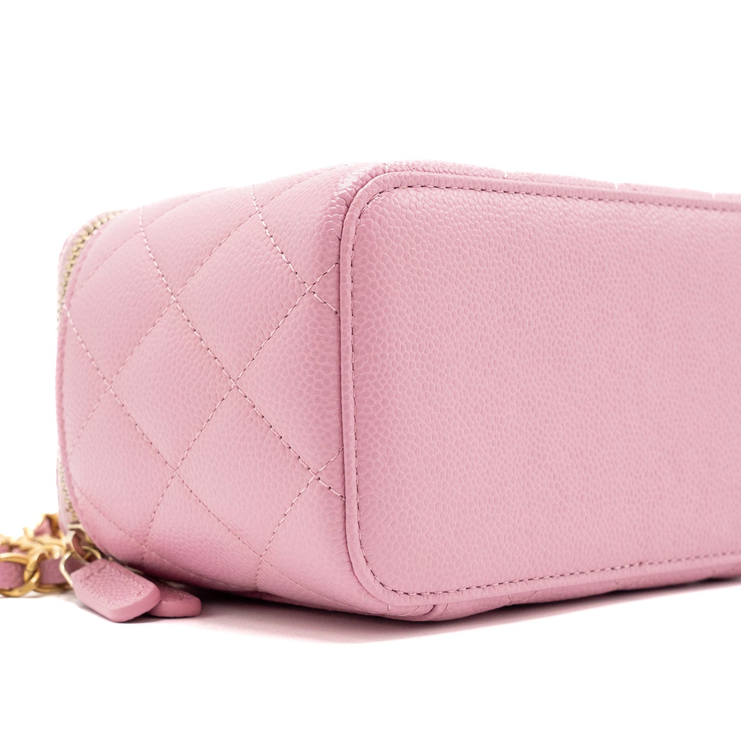 Chanel Letter Top Handle Long Vanity With Chain Caviar Pink