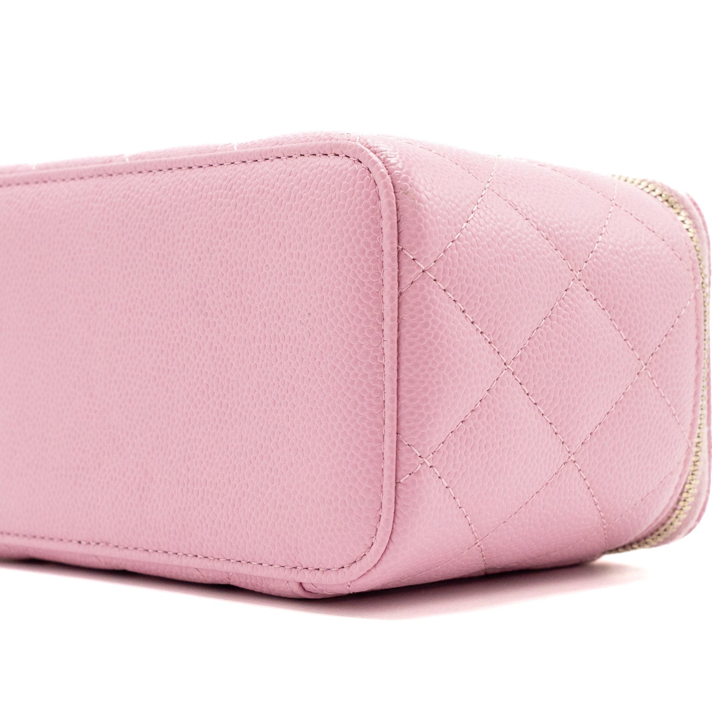 Chanel Letter Top Handle Long Vanity With Chain Caviar Pink