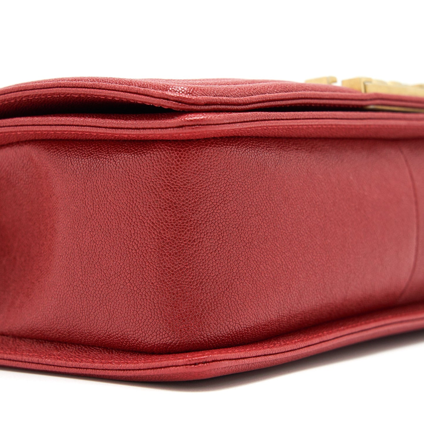 Chanel Medium Boy Grained Red Calfskin Brushed