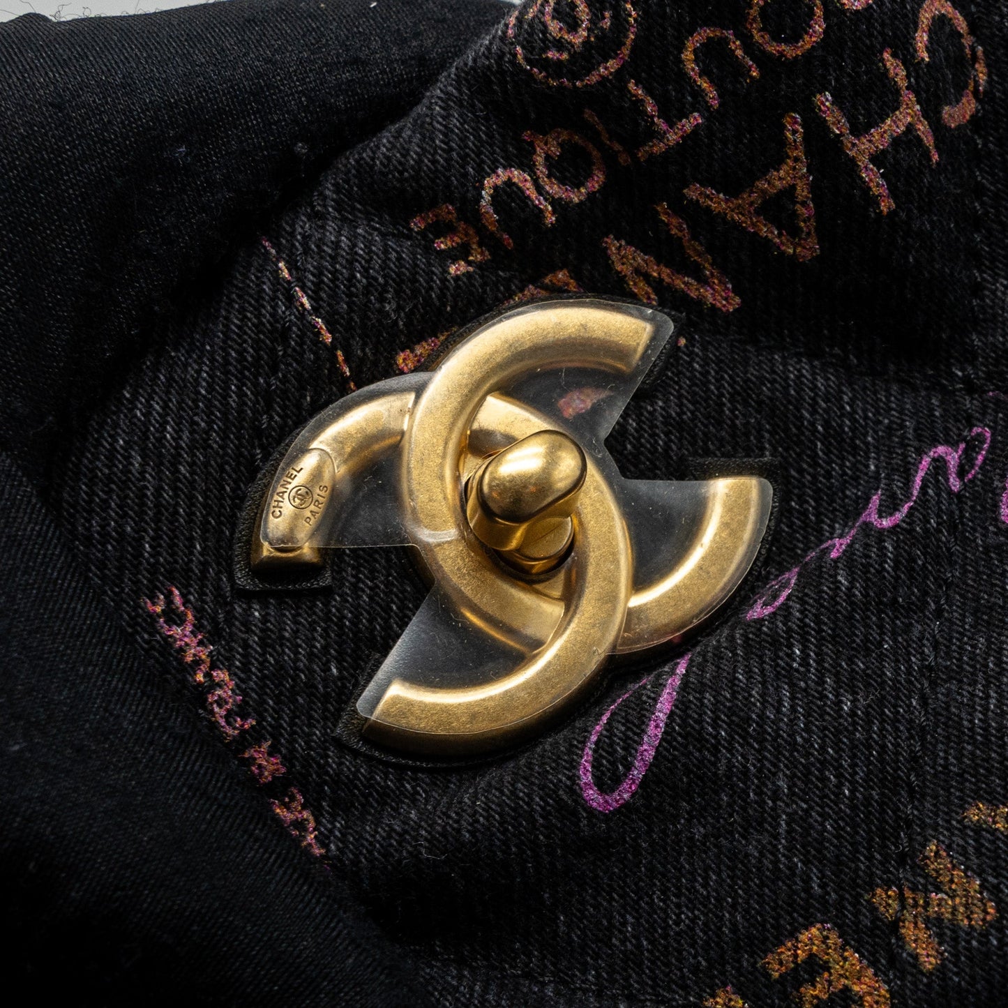 Chanel Denim Graffiti Shoulder bag black  (microchip)