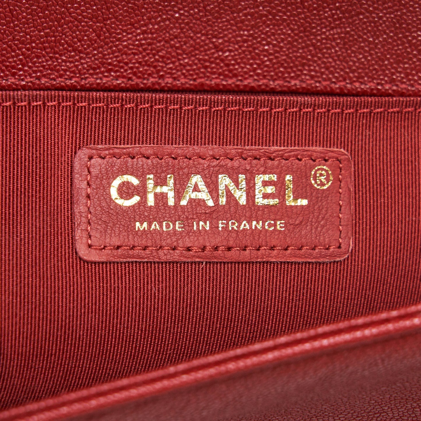 Chanel Medium Boy Grained Red Calfskin Brushed