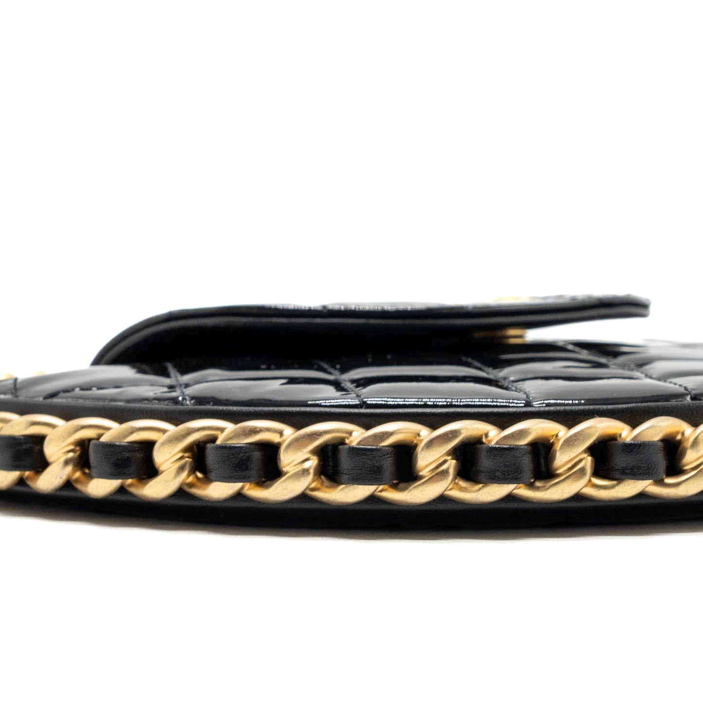 Chanel 23K hoop bag patent black  (microchip)