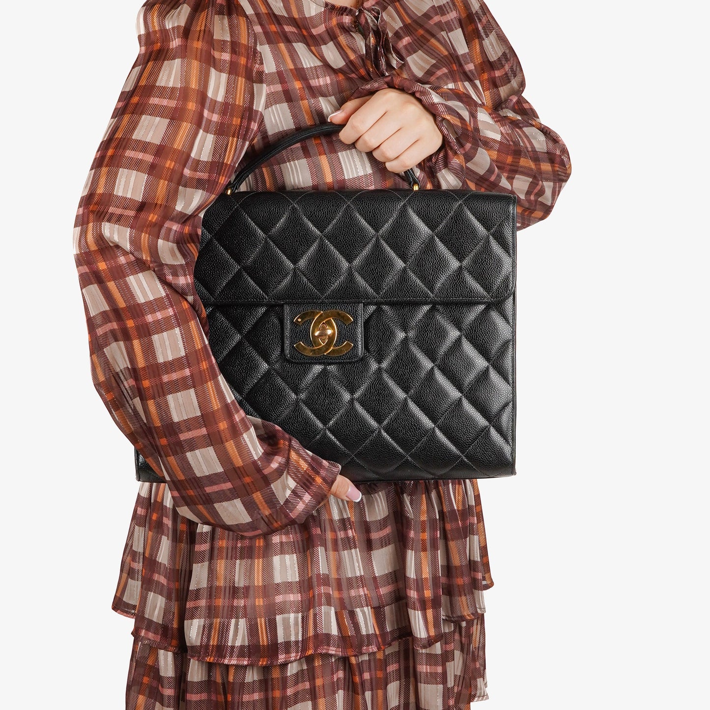 Chanel CC Maxi Logo Black Caviar Leather Briefcase