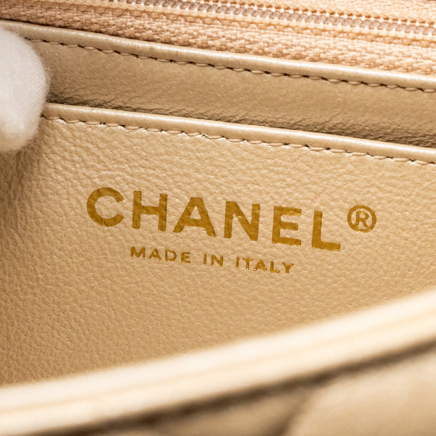 Chanel mini square flap bag lambskin gold
