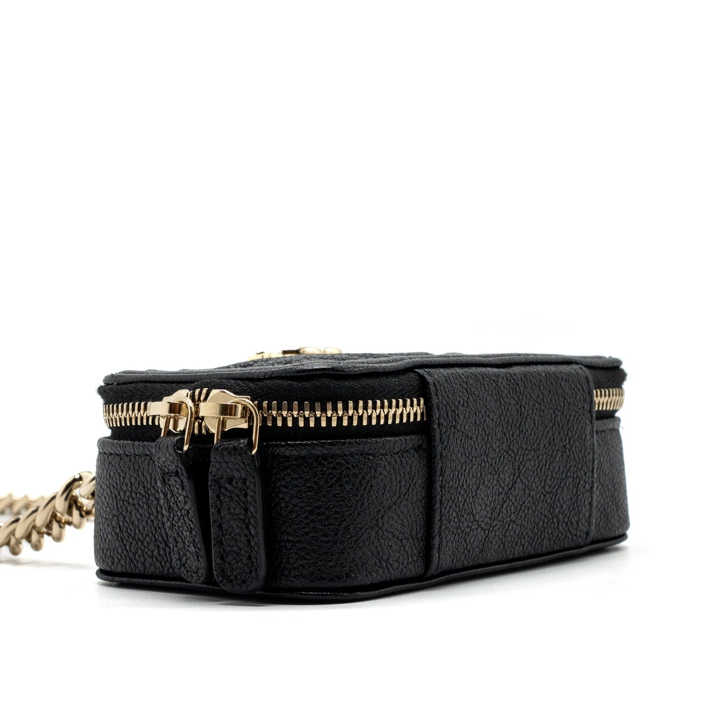 Chanel boy zipper card holder with chain caviar black L