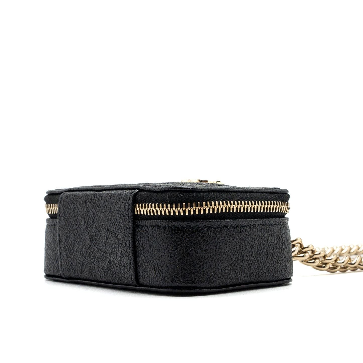 Chanel boy zipper card holder with chain caviar black L