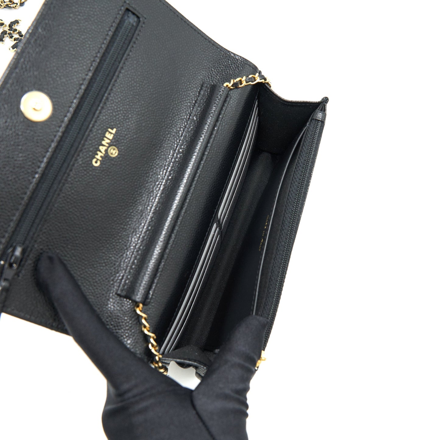 Chanel 21A Coco letter Wallet on Chain Black Caviar