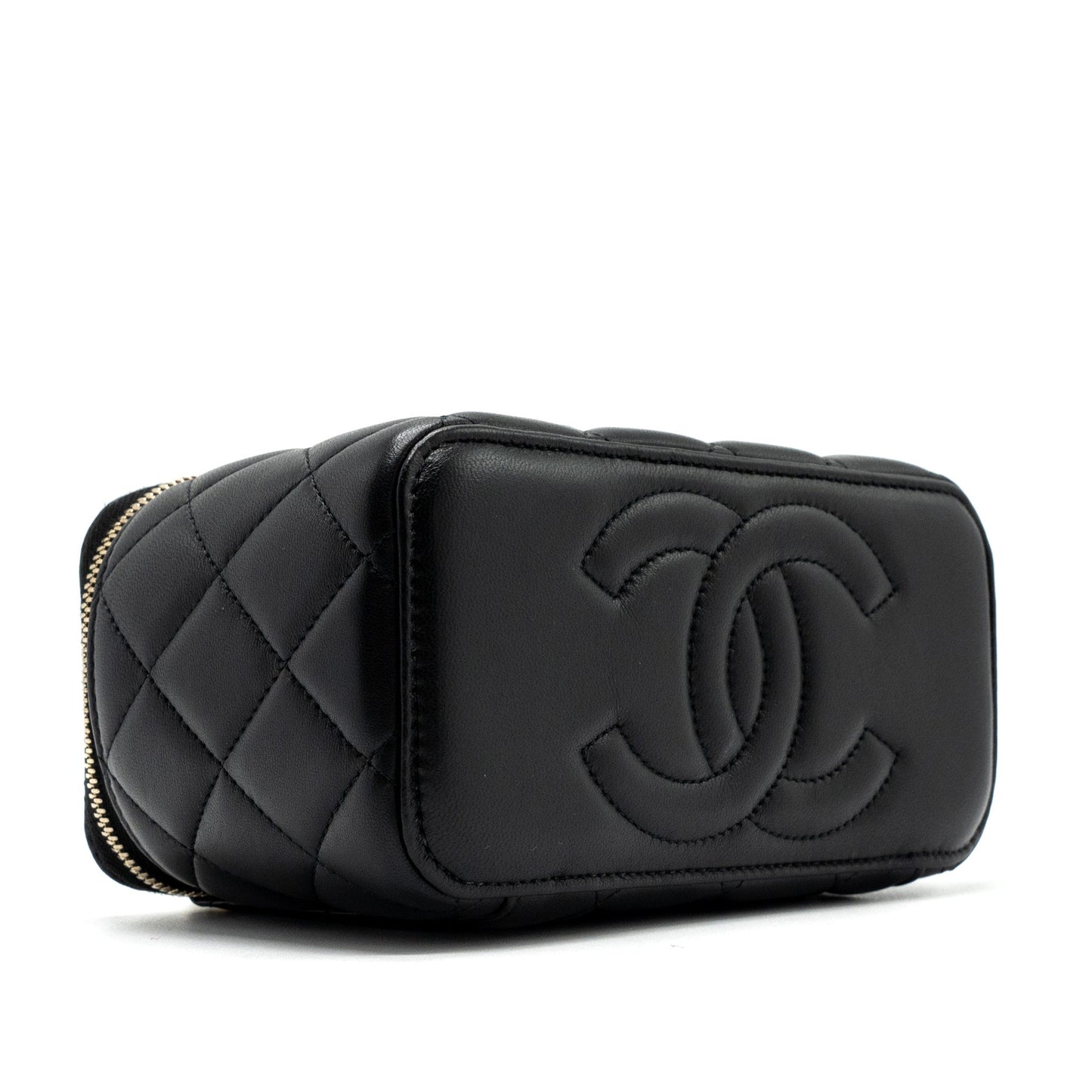 Chanel Top Handle Long Vanity Lambskin Black  (microchip)