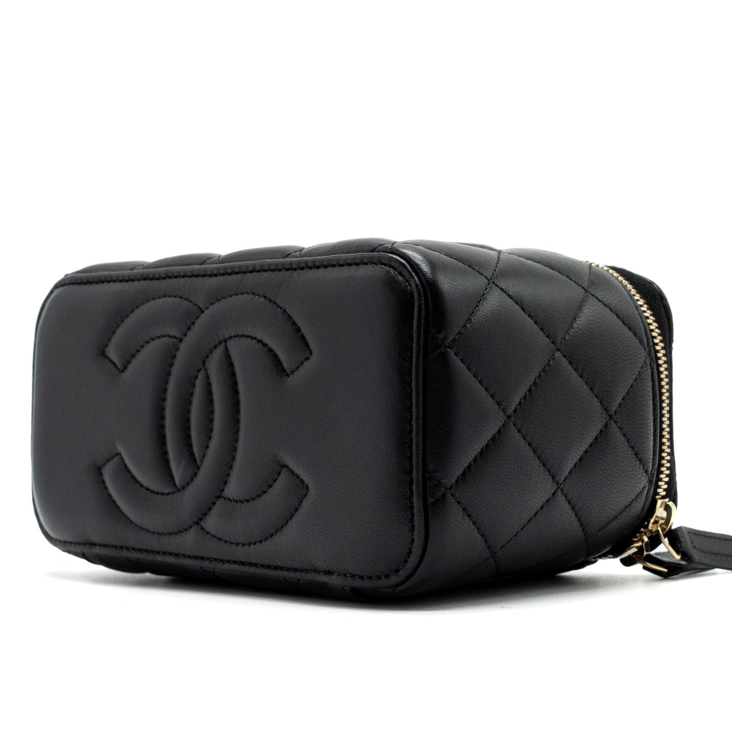 Chanel Top Handle Long Vanity Lambskin Black  (microchip)