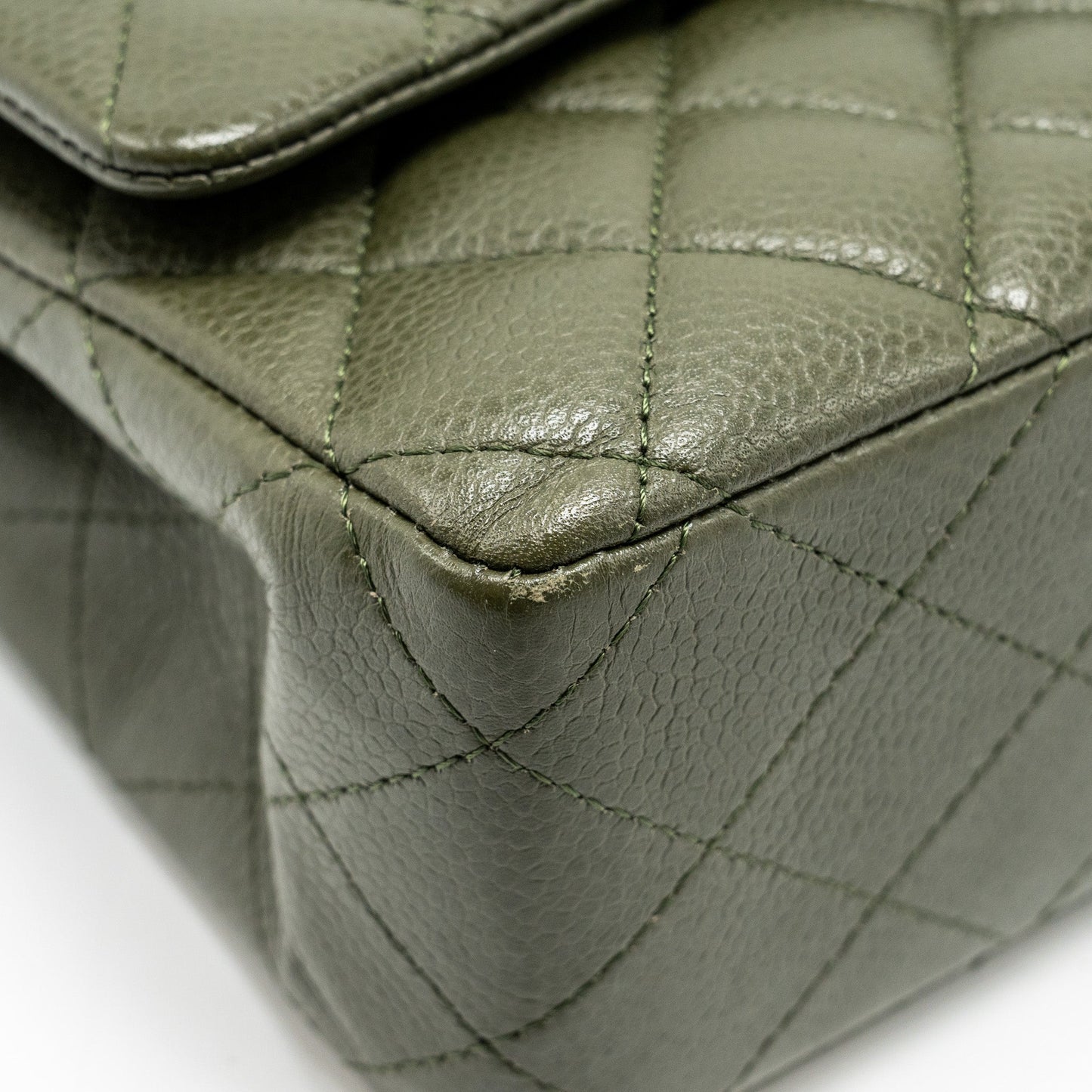 Chanel Medium Classic Double Flap Bag Caviar Olive Green