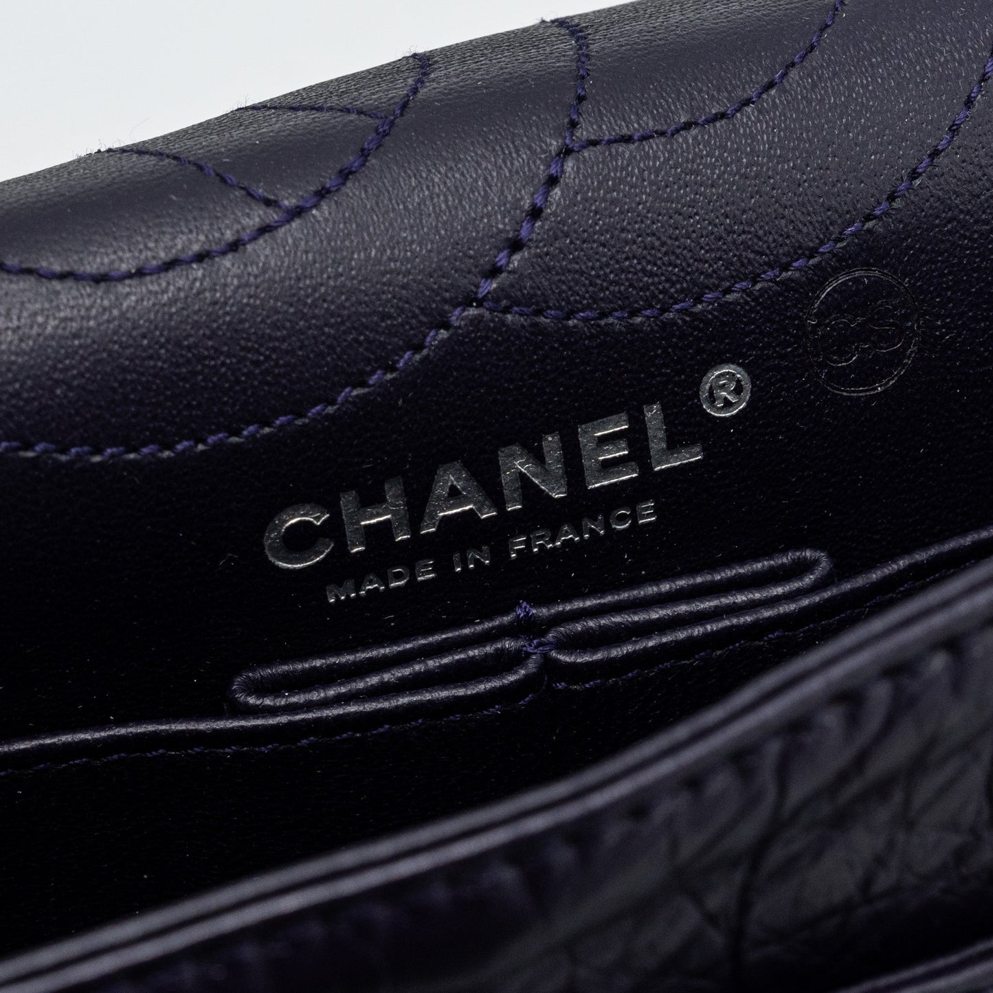 CHANEL Large 2.55  REISSUE FLAP BAG AGED CALFSKIN DARK PURPLE RUTHENIUM HARDWARE