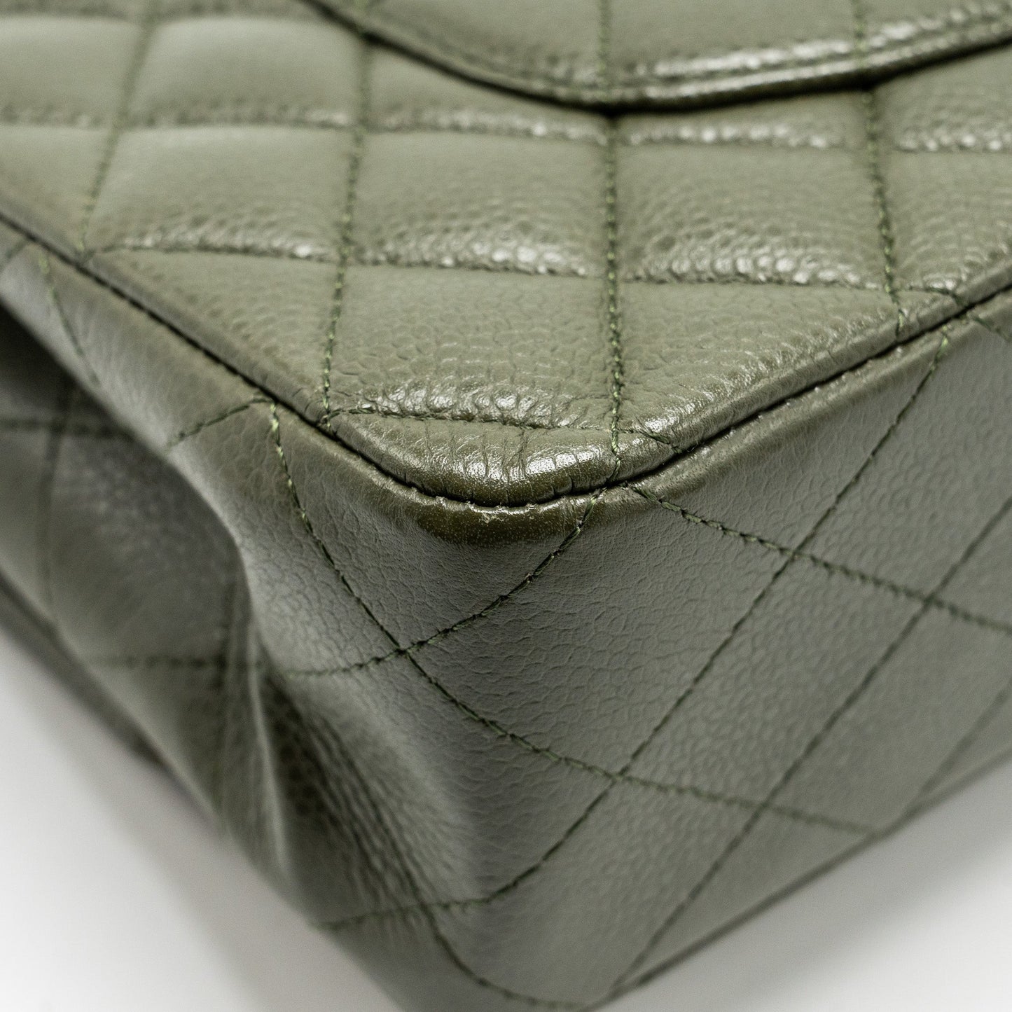 Chanel Medium Classic Double Flap Bag Caviar Olive Green