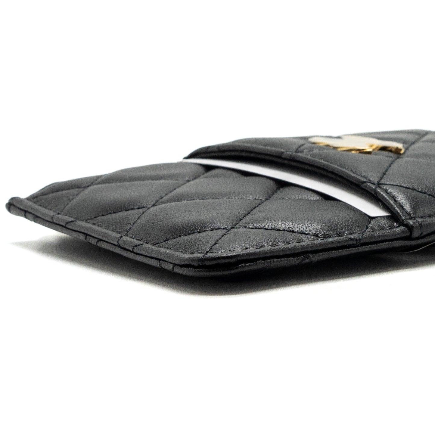 CHANEL LONG ZIP CARD HOLDER wallet Lambskin BLACK L