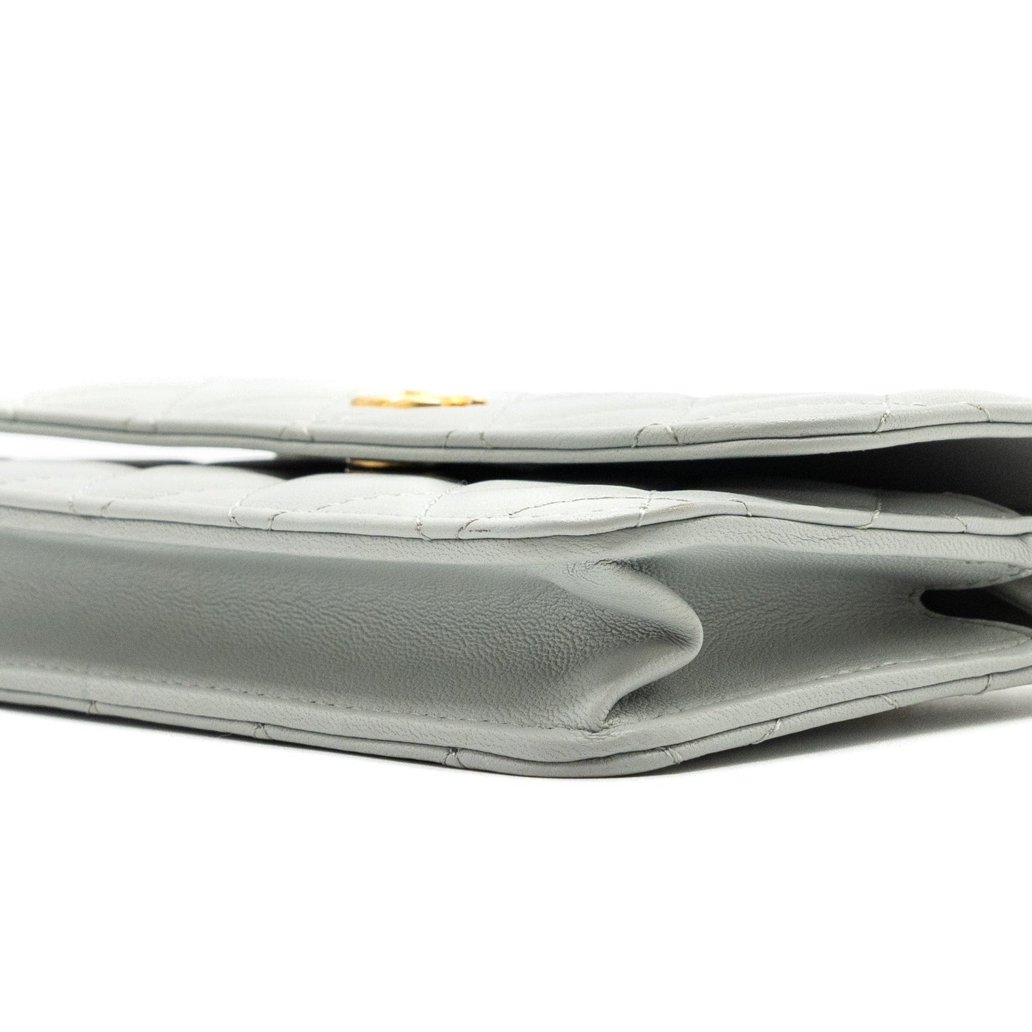 Chanel Pearl Crush Mini Wallet On Chain Lambskin Light Grey Brushed (Microchip)