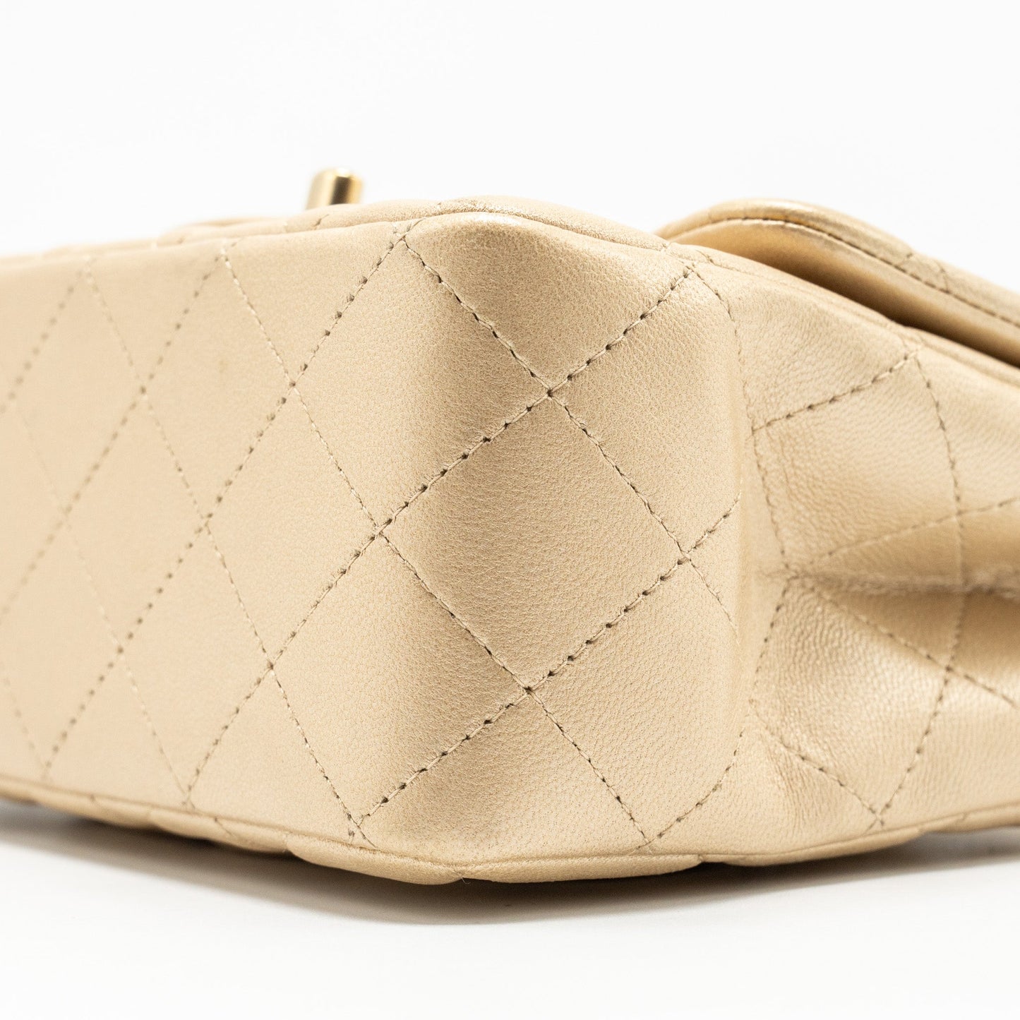 Chanel mini square flap bag lambskin gold