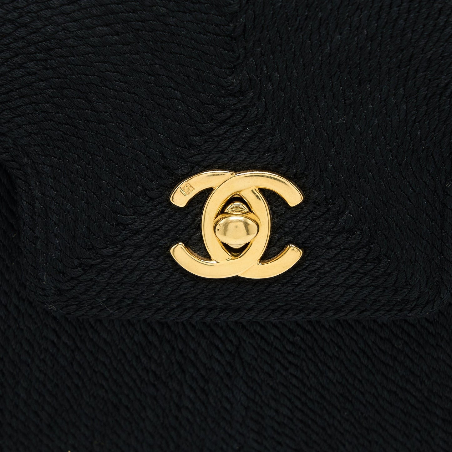 Chanel  Top Handle Flap Bag Woven Silk Black