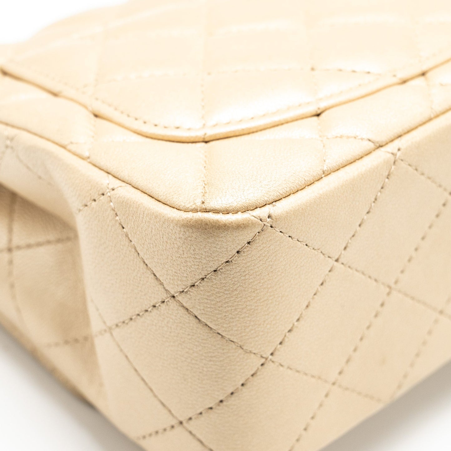 Chanel mini square flap bag lambskin gold