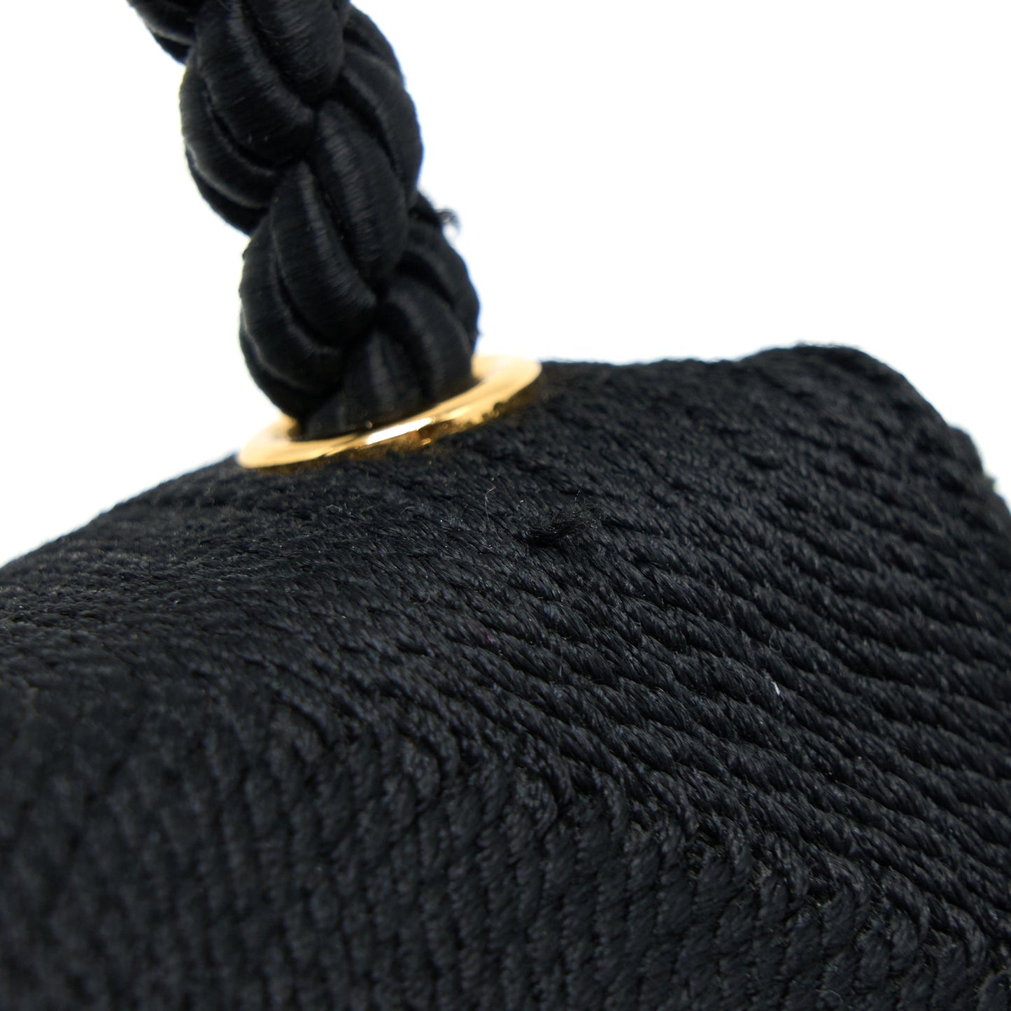 Chanel  Top Handle Flap Bag Woven Silk Black