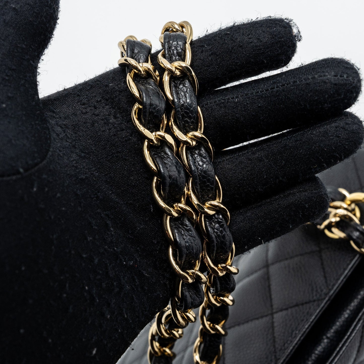 Chanel CC logo small shopping tote bag caviar black
