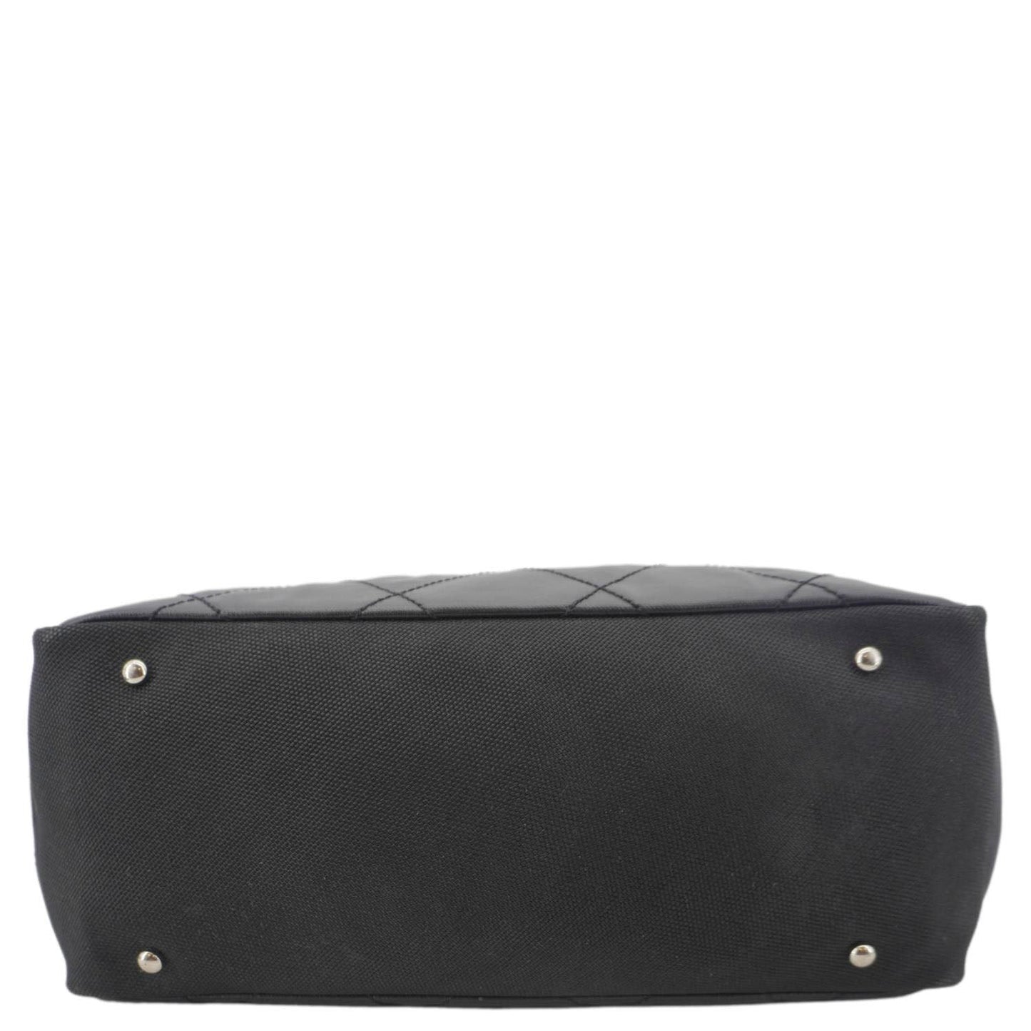CHANEL Paris Biarritz Quilted Coated Canvas Grand Shopping Tote Bag Black