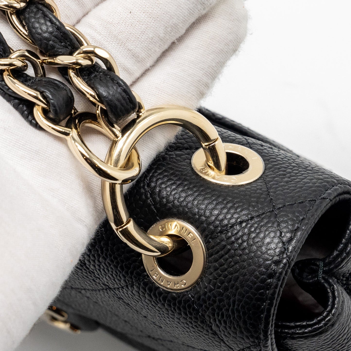 Chanel Chain Handle Flap Bag Quilted Calfskin Black L