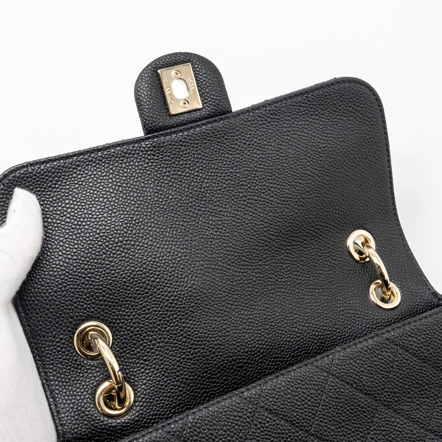Chanel Chain Handle Flap Bag Quilted Calfskin Black L
