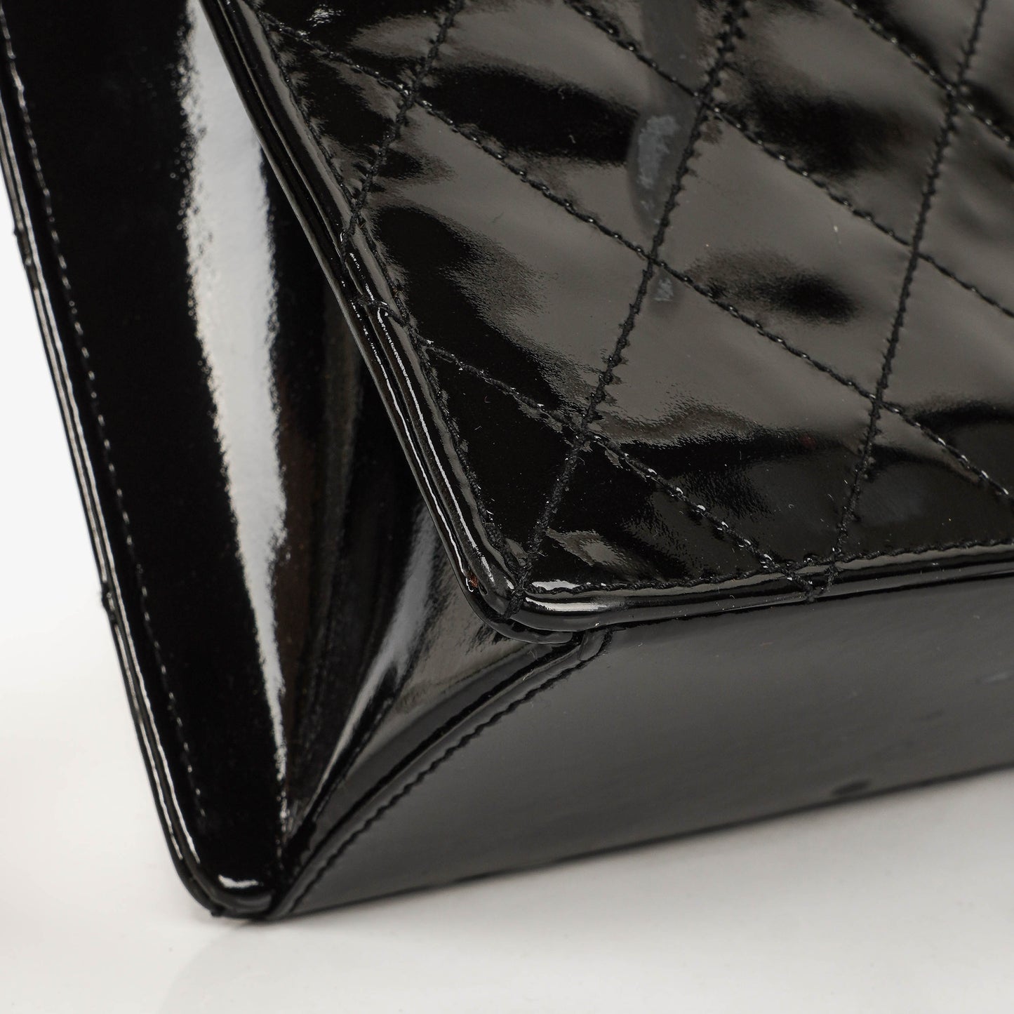 Chanel CC Black Quilted Patent Leather Handbag With 24K Gold-Plated Hardware