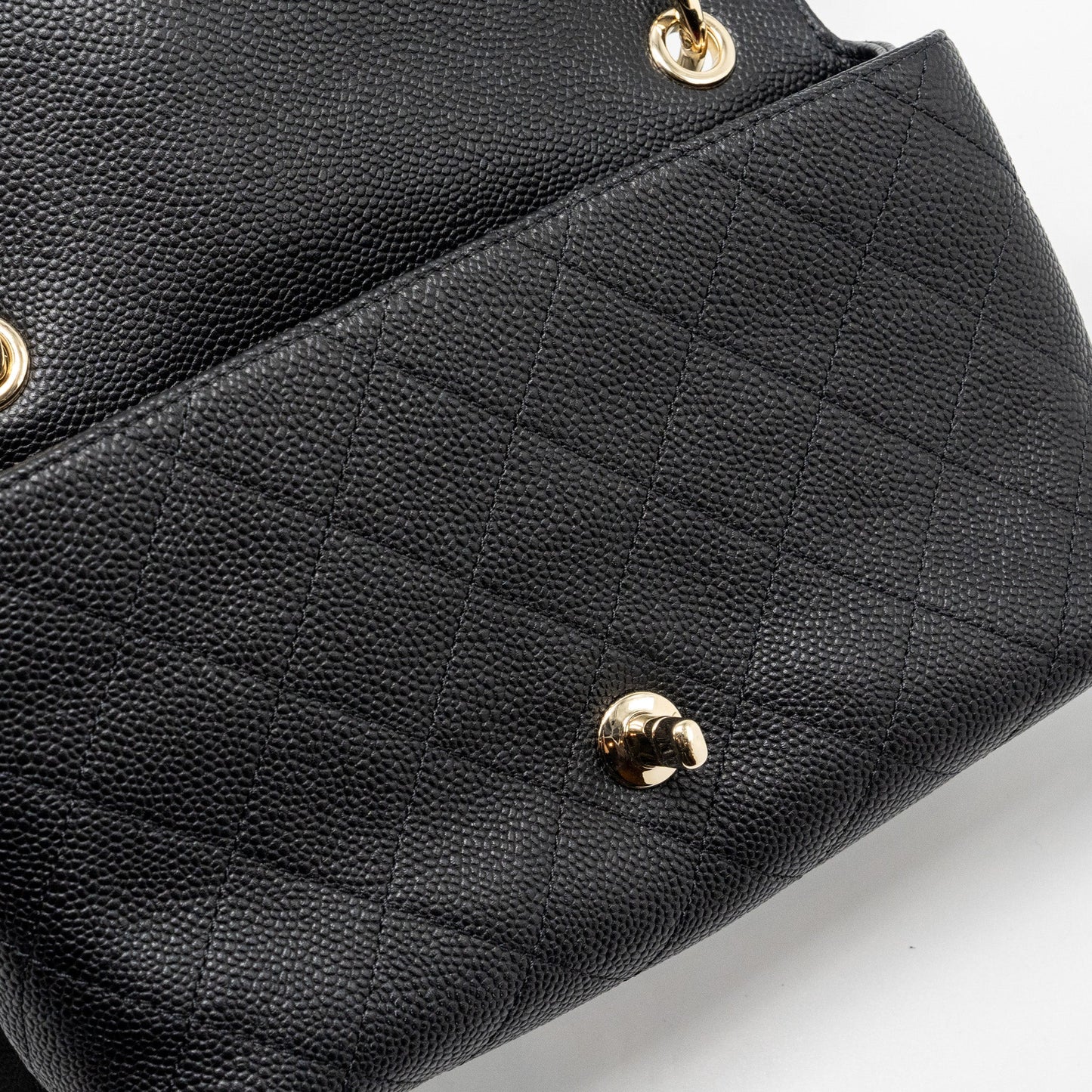 Chanel Chain Handle Flap Bag Quilted Calfskin Black L