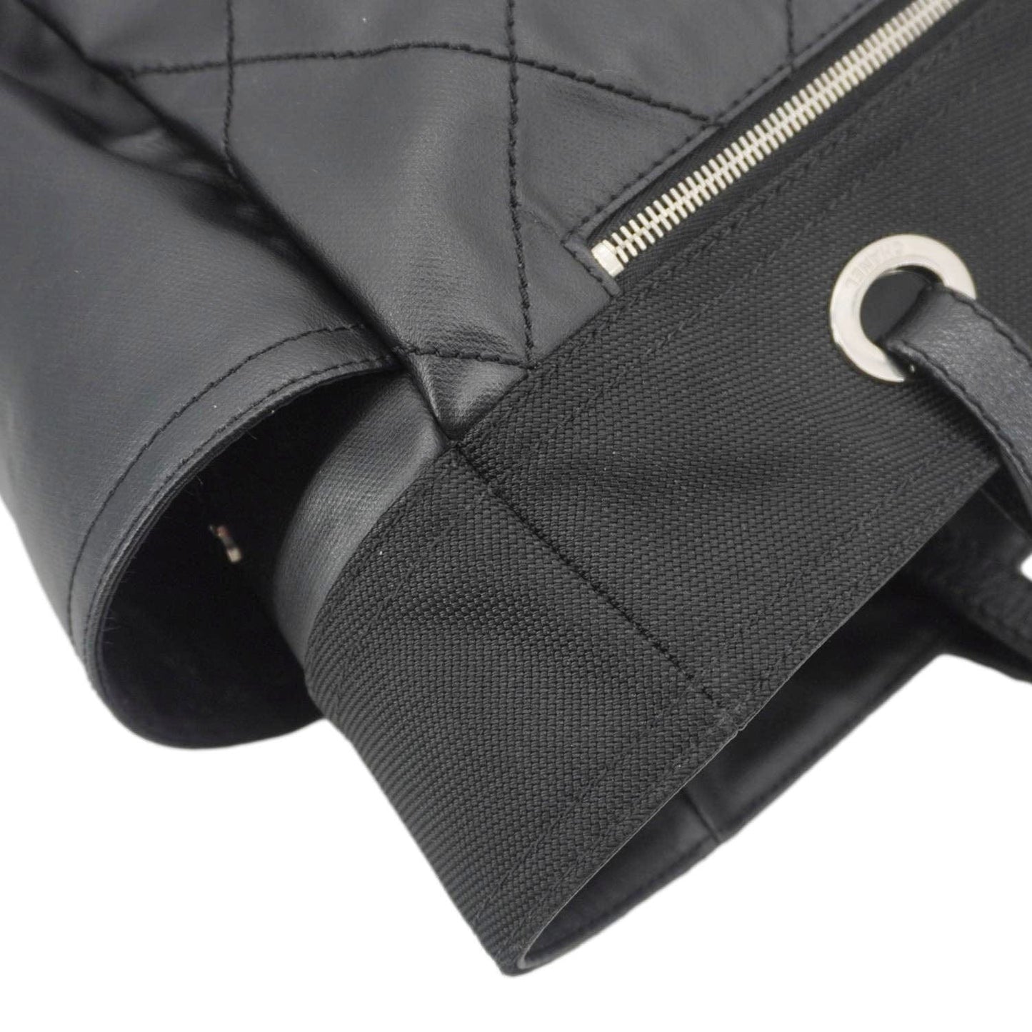 CHANEL Paris Biarritz Quilted Coated Canvas Grand Shopping Tote Bag Black