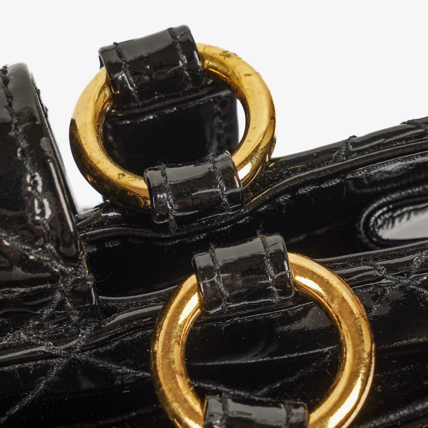 Chanel CC Black Quilted Patent Leather Handbag With 24K Gold-Plated Hardware
