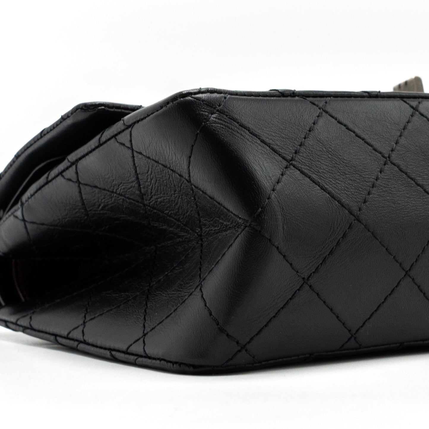 Chanel Large 2.55 Reissue Flap Bag Aged Calfskin Black Ruthenium Hardware (microchip)
