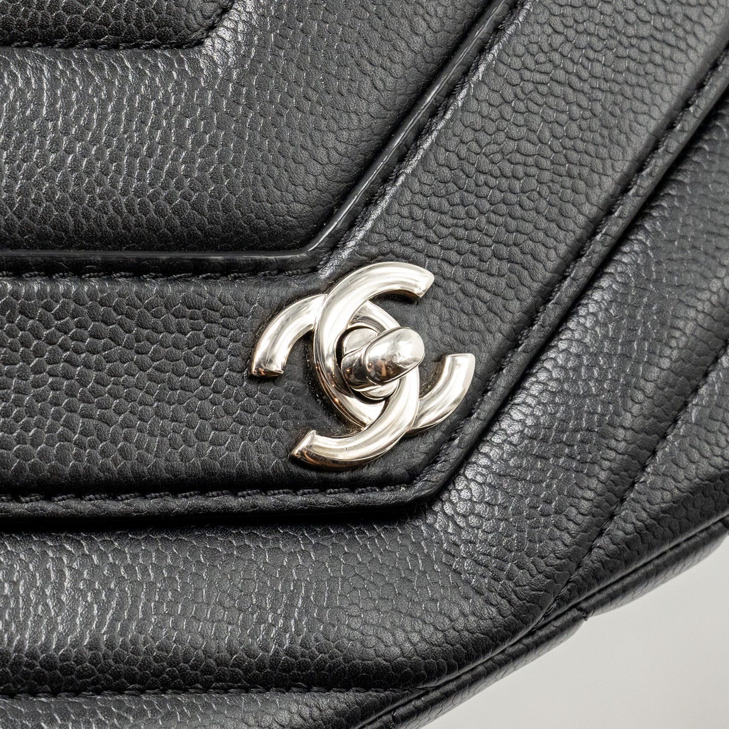 Chanel Envelop Flap Bag Chevron Caviar Black