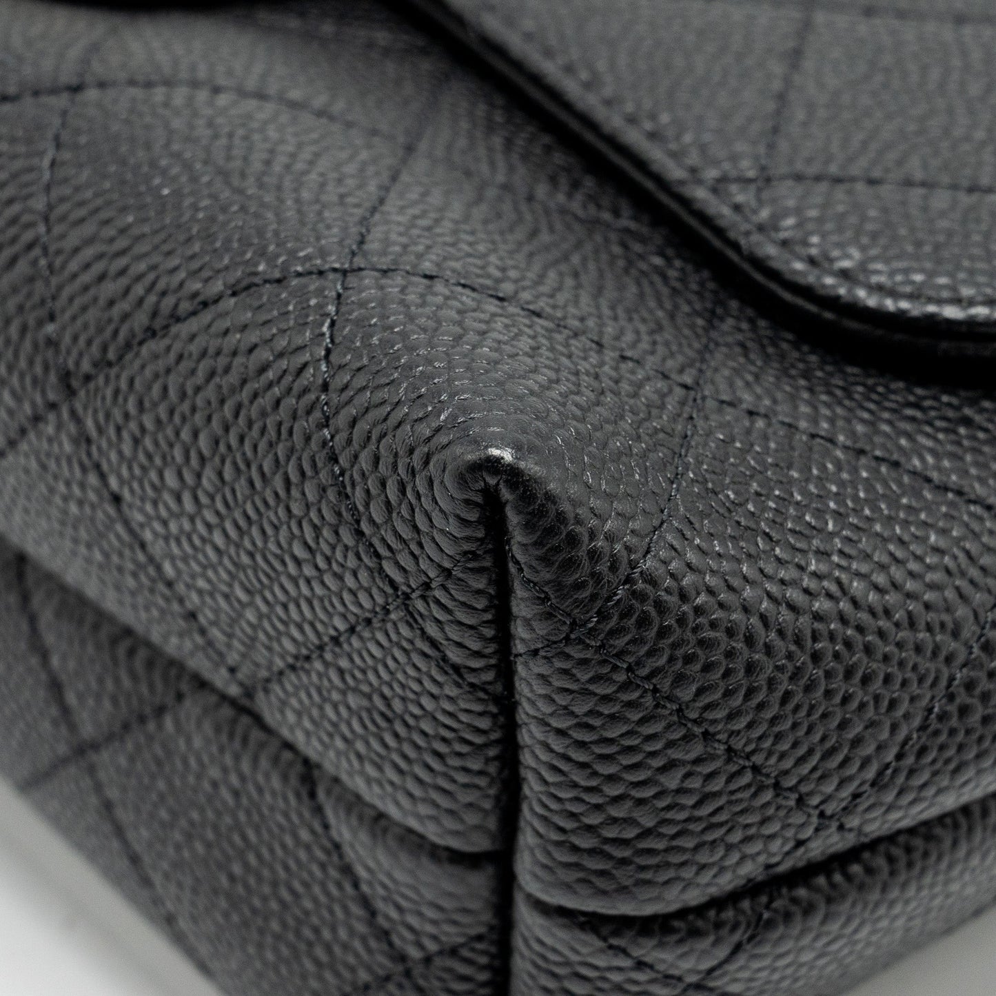 Chanel Chain Handle Flap Bag Quilted Calfskin Black L