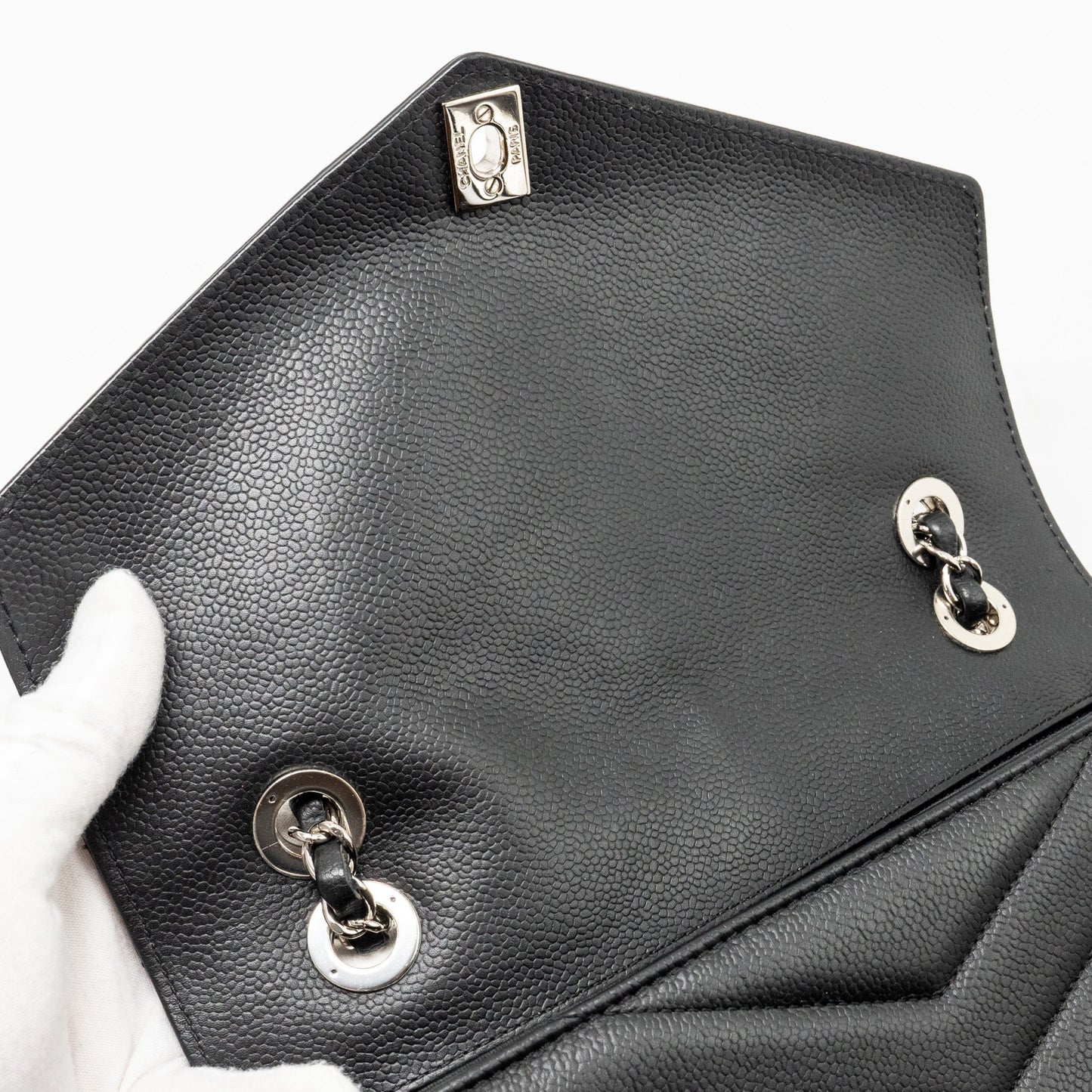 Chanel Envelop Flap Bag Chevron Caviar Black