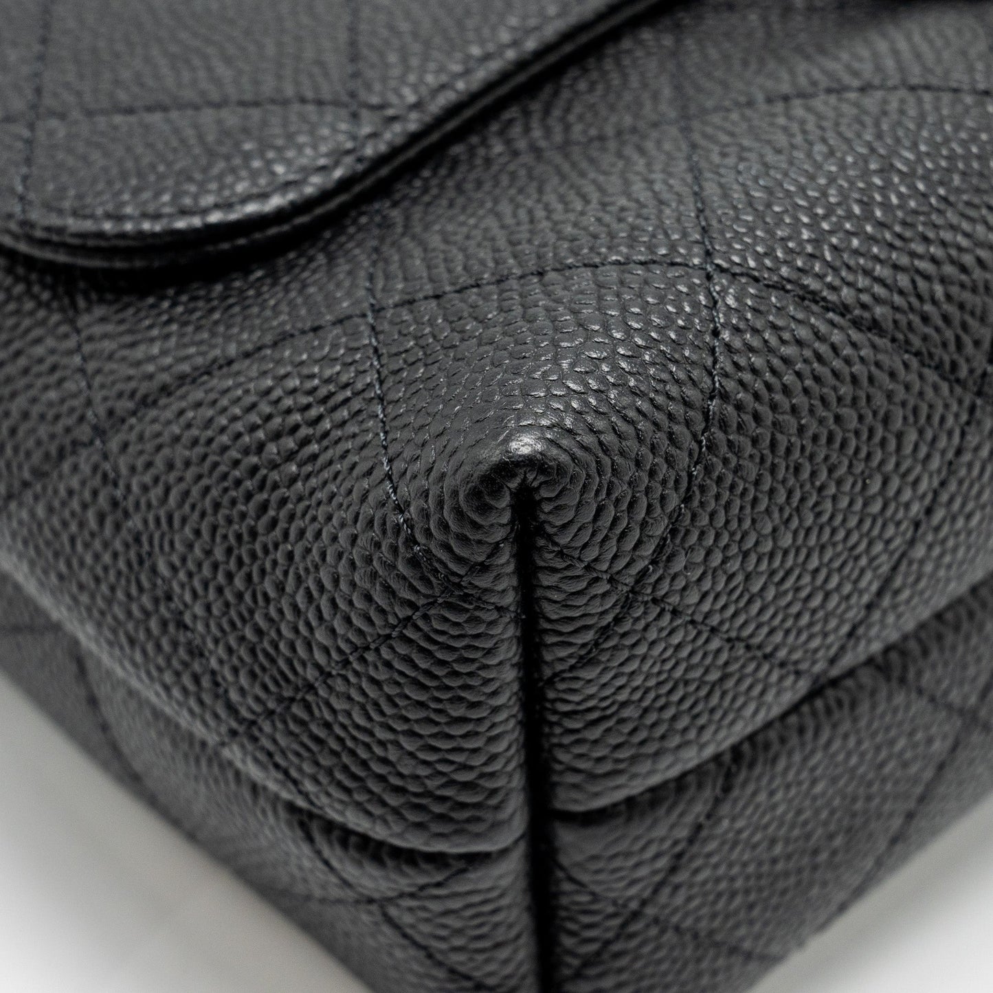 Chanel Chain Handle Flap Bag Quilted Calfskin Black L
