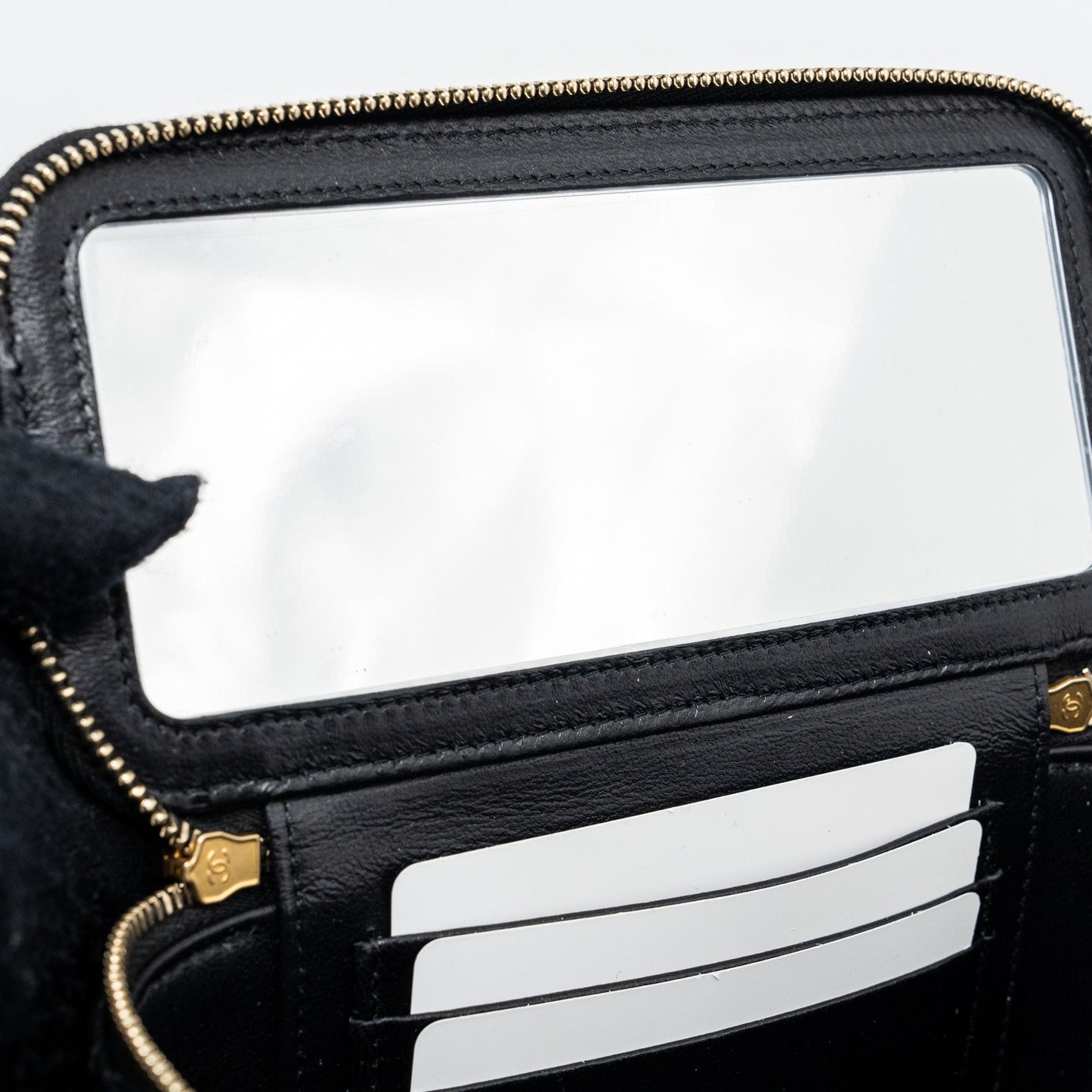 Chanel Detail Top Handle Long Vanity With Chains Lambskin Black (Microchip)