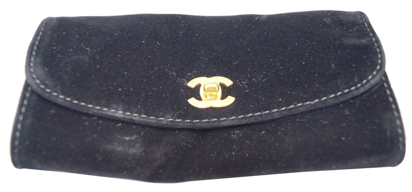 CHANEL CC Black Patent Leather 2way Vanity Case Cosmetic Bag