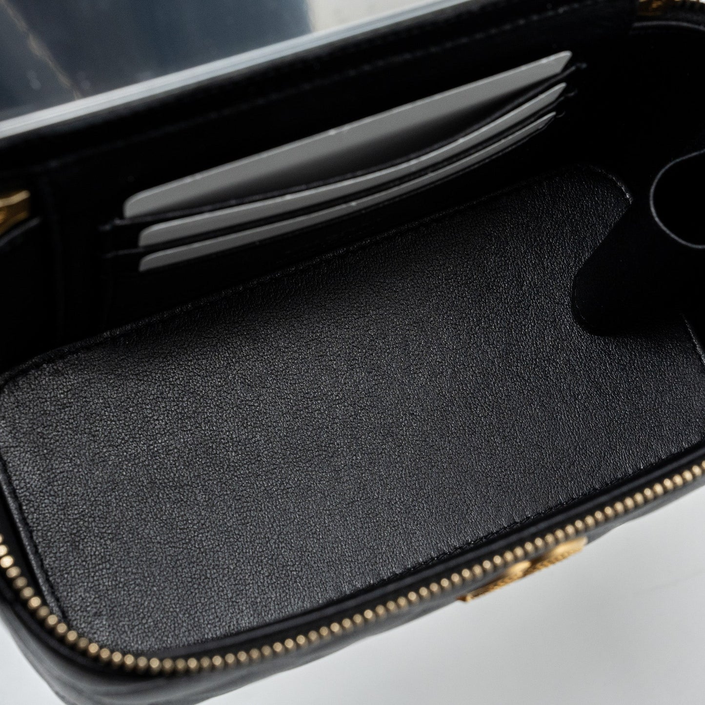 Chanel Detail Top Handle Long Vanity With Chains Lambskin Black (Microchip)