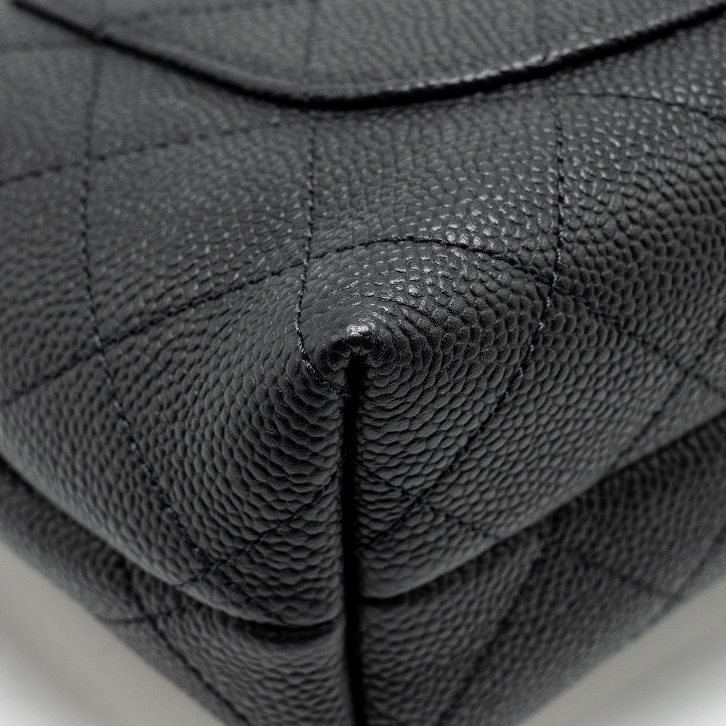 Chanel Chain Handle Flap Bag Quilted Calfskin Black L