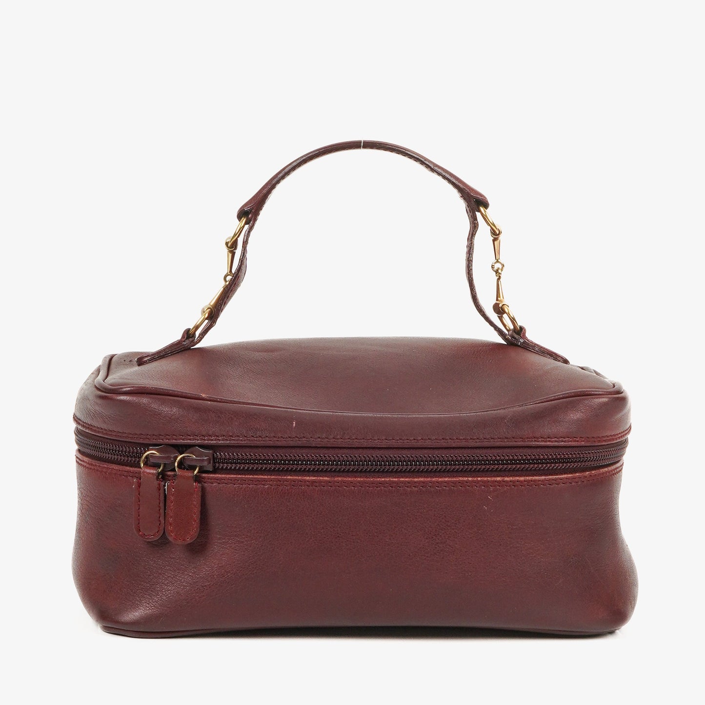 Gucci Burgundy Leather Horsebit Vanity Bag